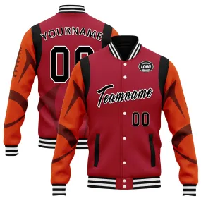 Custom Red Tampa Bay Jacket Bomber Full-Snap Varsity Letterman Personalized Jacket FZ005-D025004-28