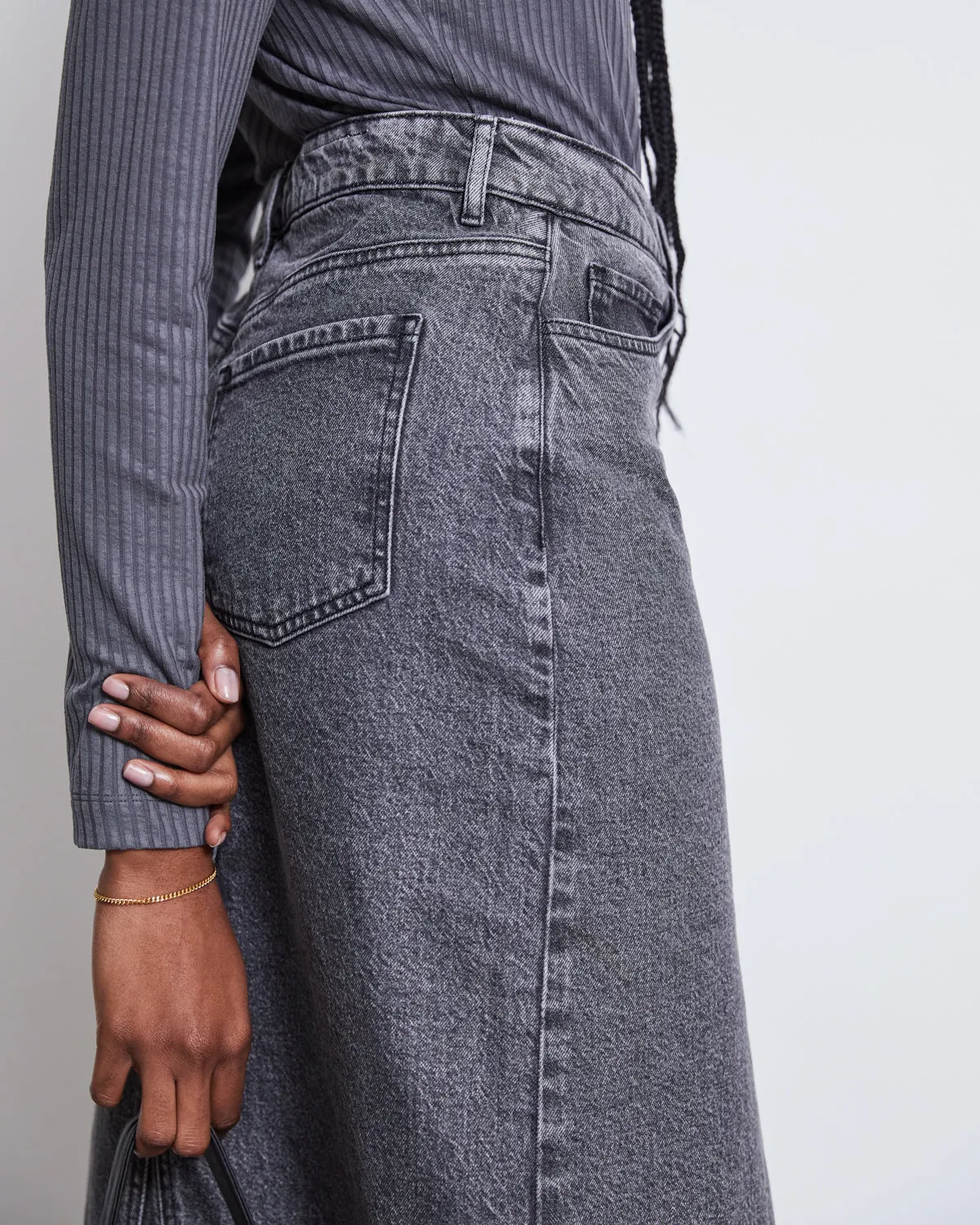 DENIM SKIRT LUCE LIGHT GREY