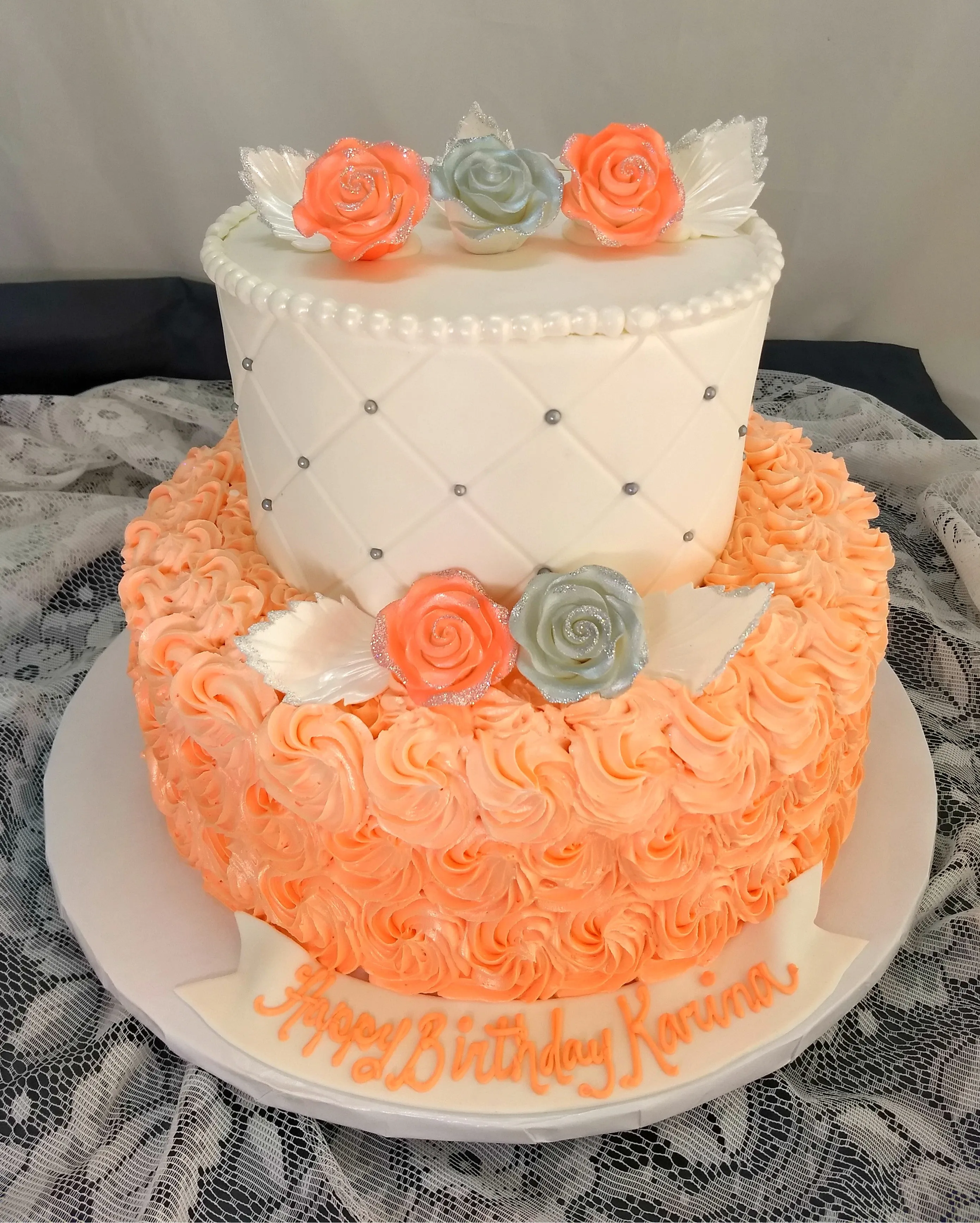 Diamond Quilted Pattern Celebration Tier Cake