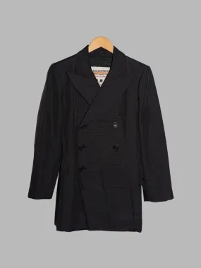 Dirk Bikkembergs 1990s black ballistic nylon double breasted cargo pocket blazer