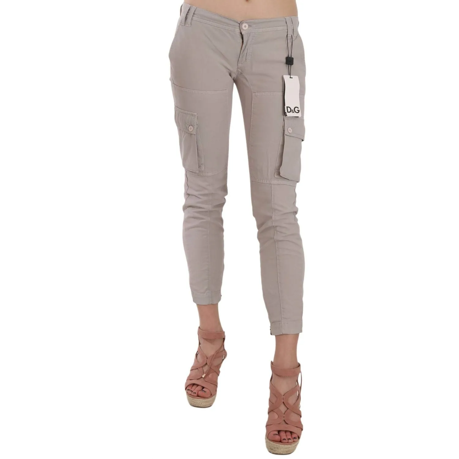 Dolce & Gabbana Chic Khaki Cotton Blend Trousers