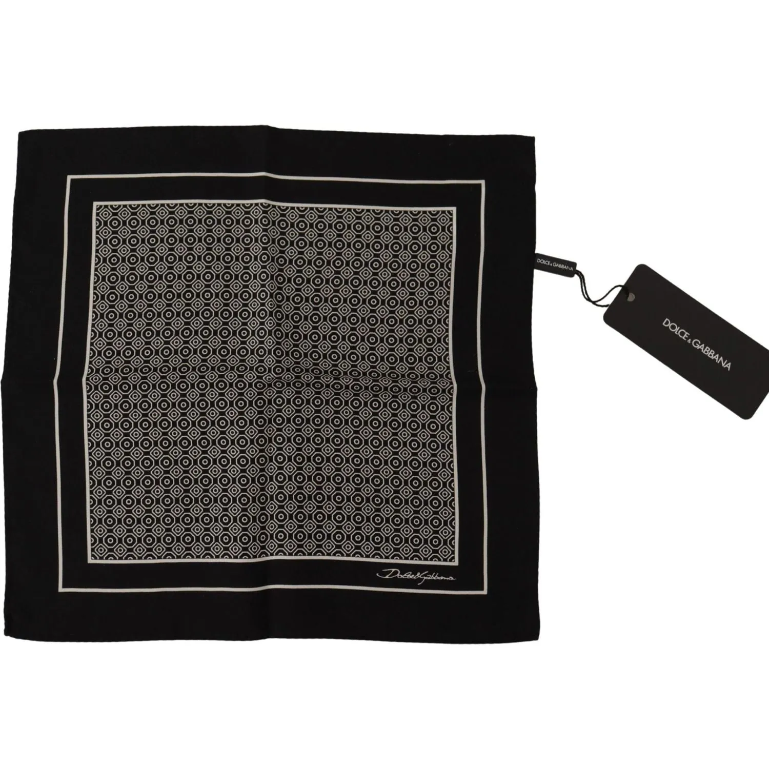 Dolce & Gabbana Elegant Black Silk Geometric Scarf for Men