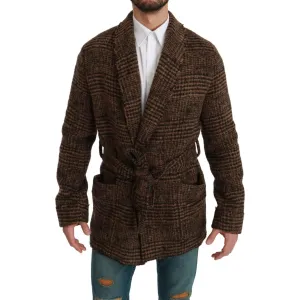 Dolce & Gabbana Elegant Brown Alpaca Blend Belted Cape Jacket