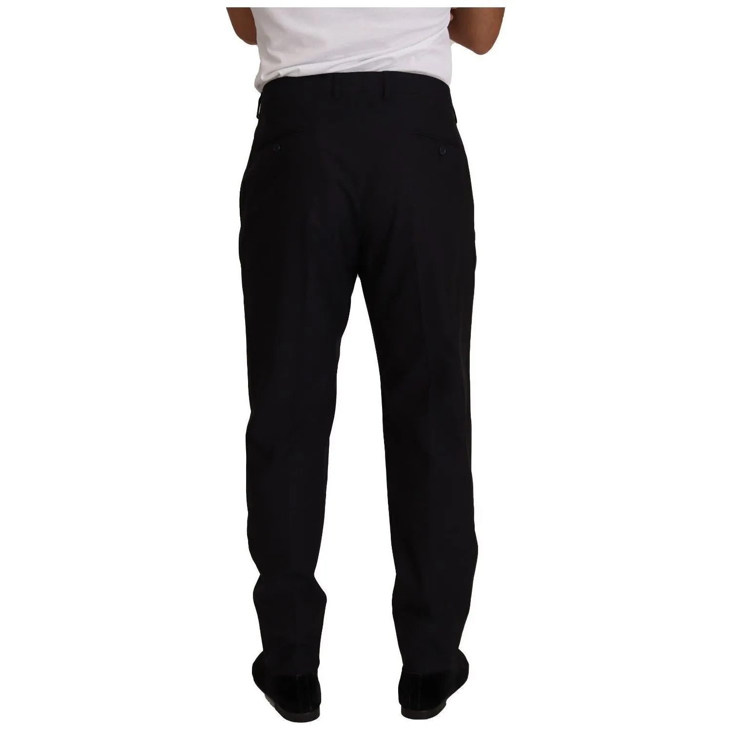 Dolce & Gabbana Elegant Dark Blue Wool Silk Tuxedo Trousers