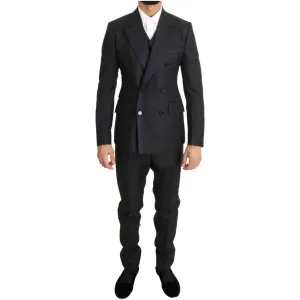 Dolce & Gabbana Elegant Gray Polka Dot 3-Piece Suit