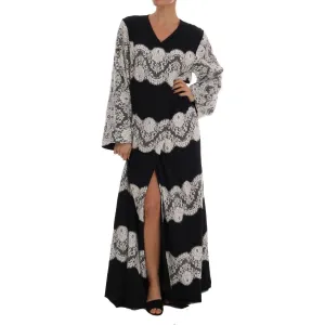 Dolce & Gabbana Elegant Silk Floral Lace Kaftan Maxi Dress