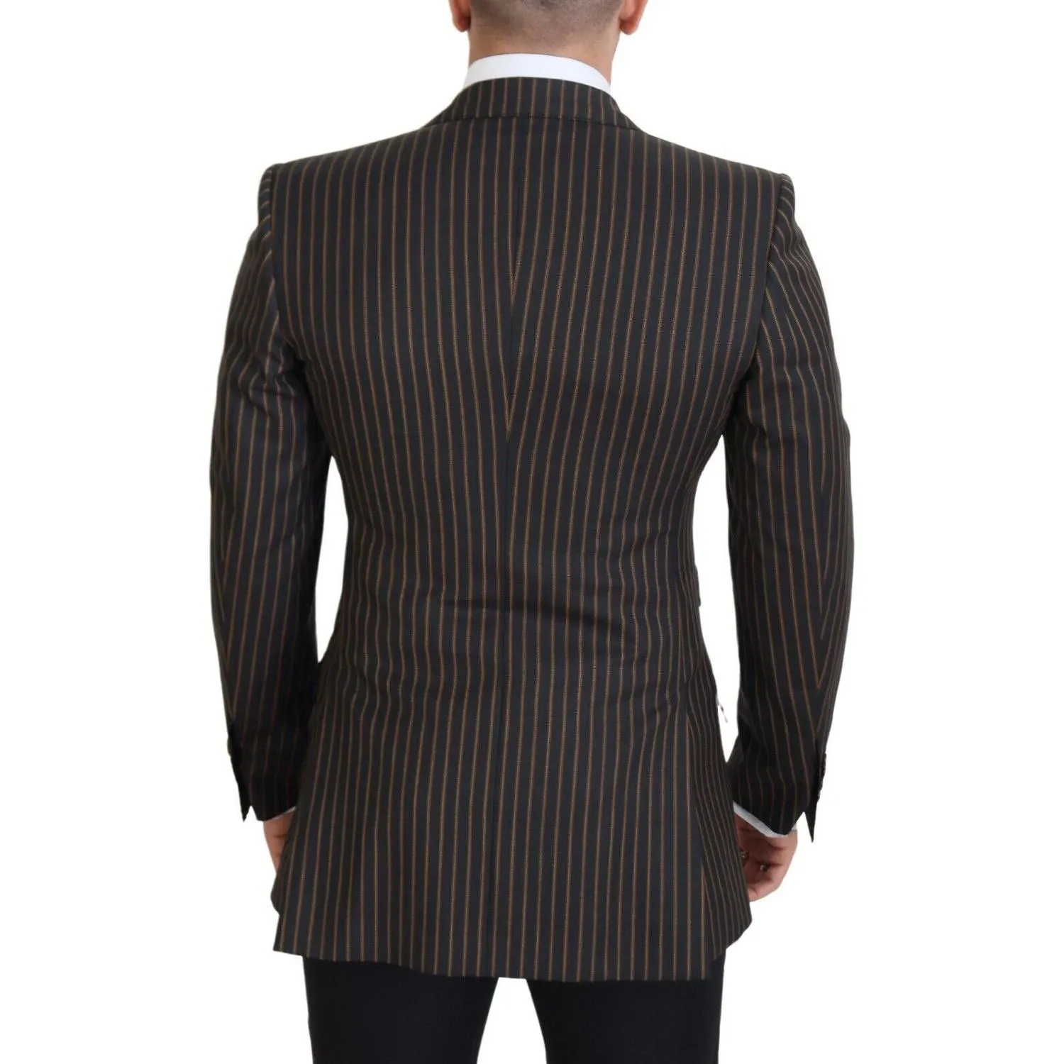 Dolce & Gabbana Elegant Striped Wool Blend Slim Blazer