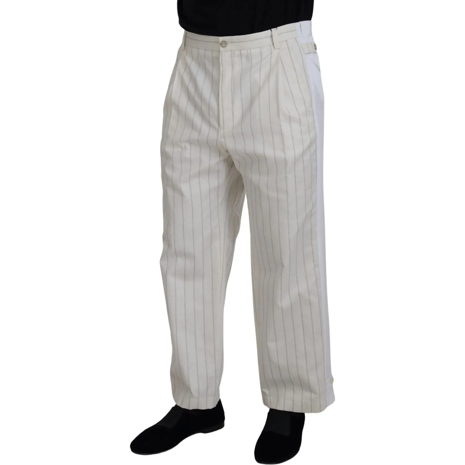 Dolce & Gabbana Elegant White Striped MainLine Trousers