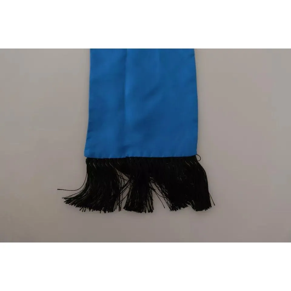 Dolce & Gabbana Royal Blue Scarf Neck Wrap Shawl Silk Scarf