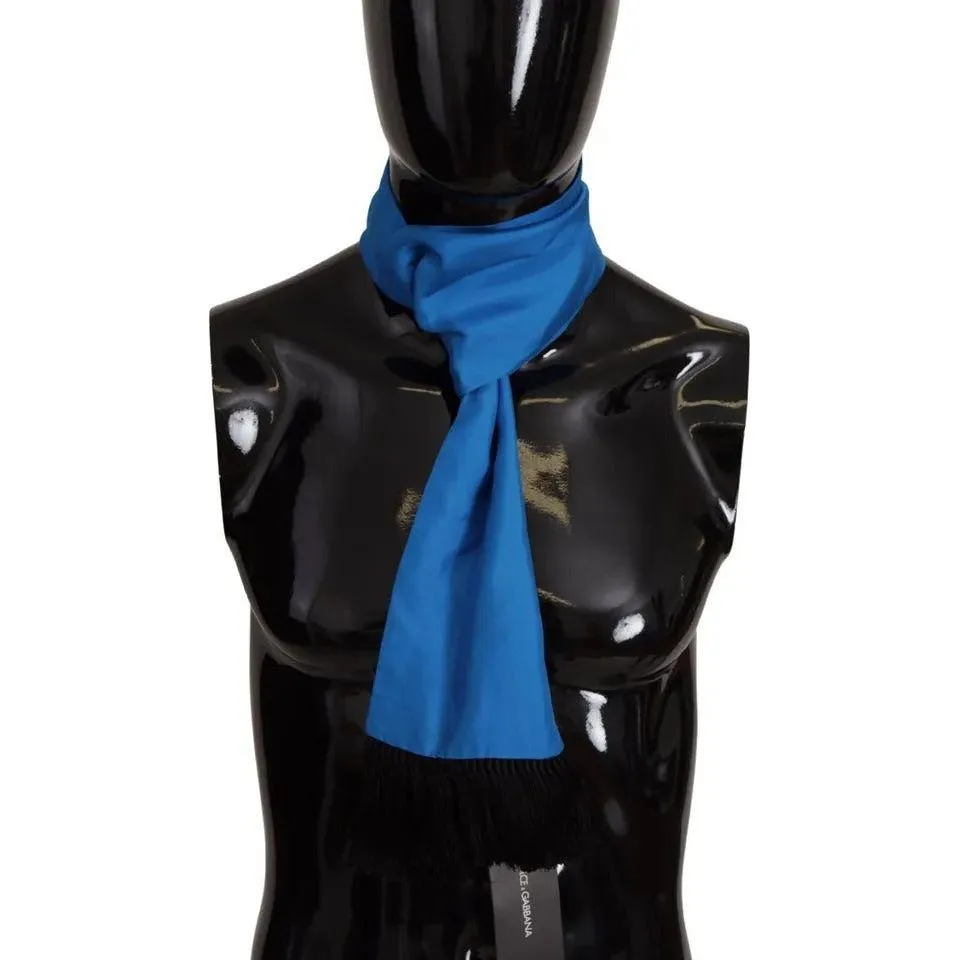 Dolce & Gabbana Royal Blue Scarf Neck Wrap Shawl Silk Scarf