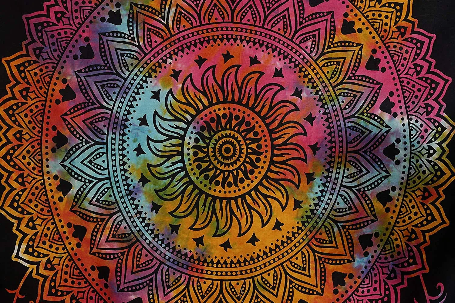 Doraya Cotton Psychedelic Dream Catcher Tie Dye Mandala Tapestry Hippie Hippy Celestial Wall Hanging Indian Bohemian Tapestries (Multicolour, Poster 30x40)