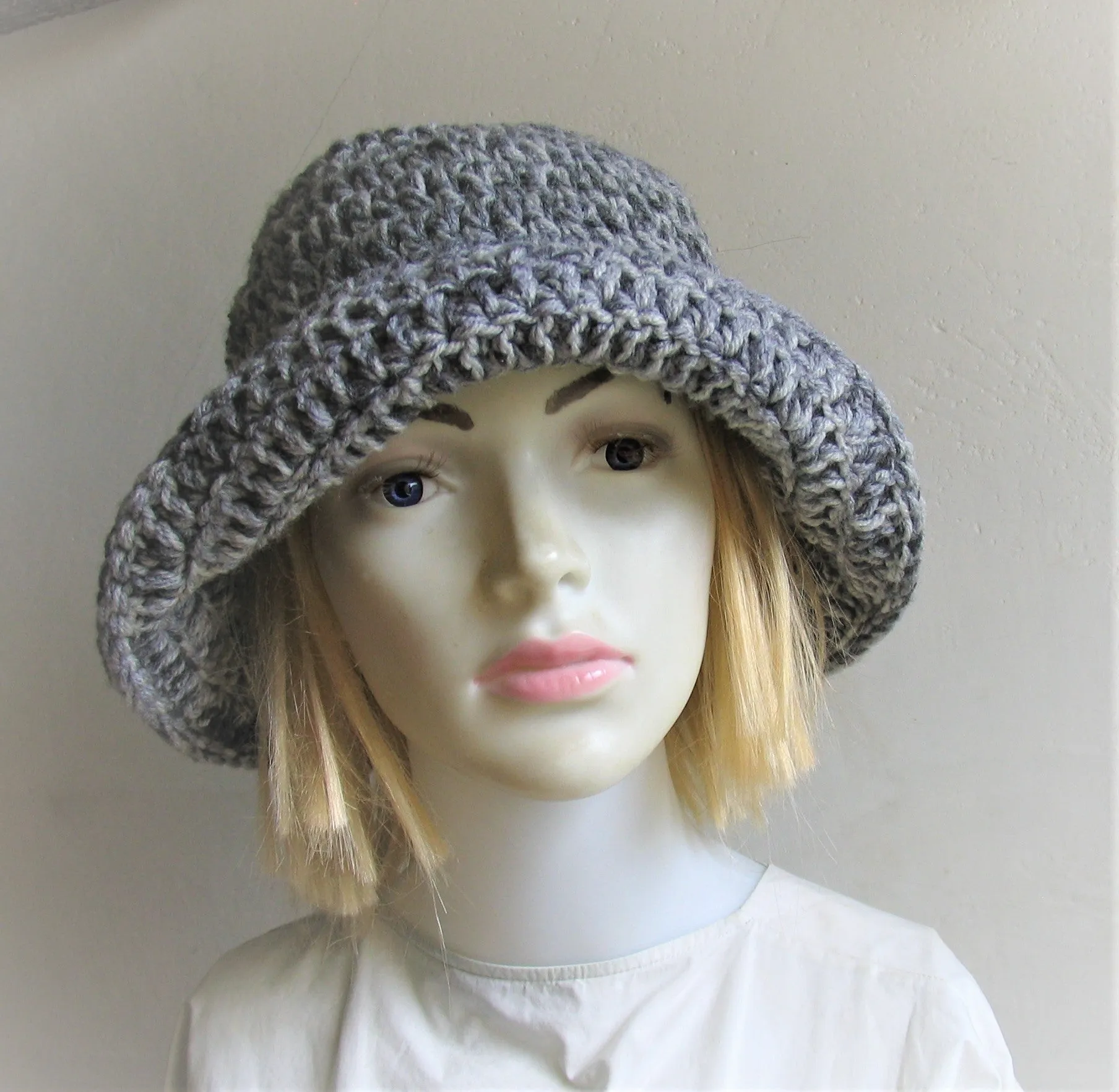 Dread Dreadlocks Bucket Hat Handmade Crochet Warm Hat Rustic Hat Bohemian Western Hat Boho Hippie Hipster Festival Hat Girl's Crochet Hat Bucket Hats Fall Autumn Winter Ladies Hat