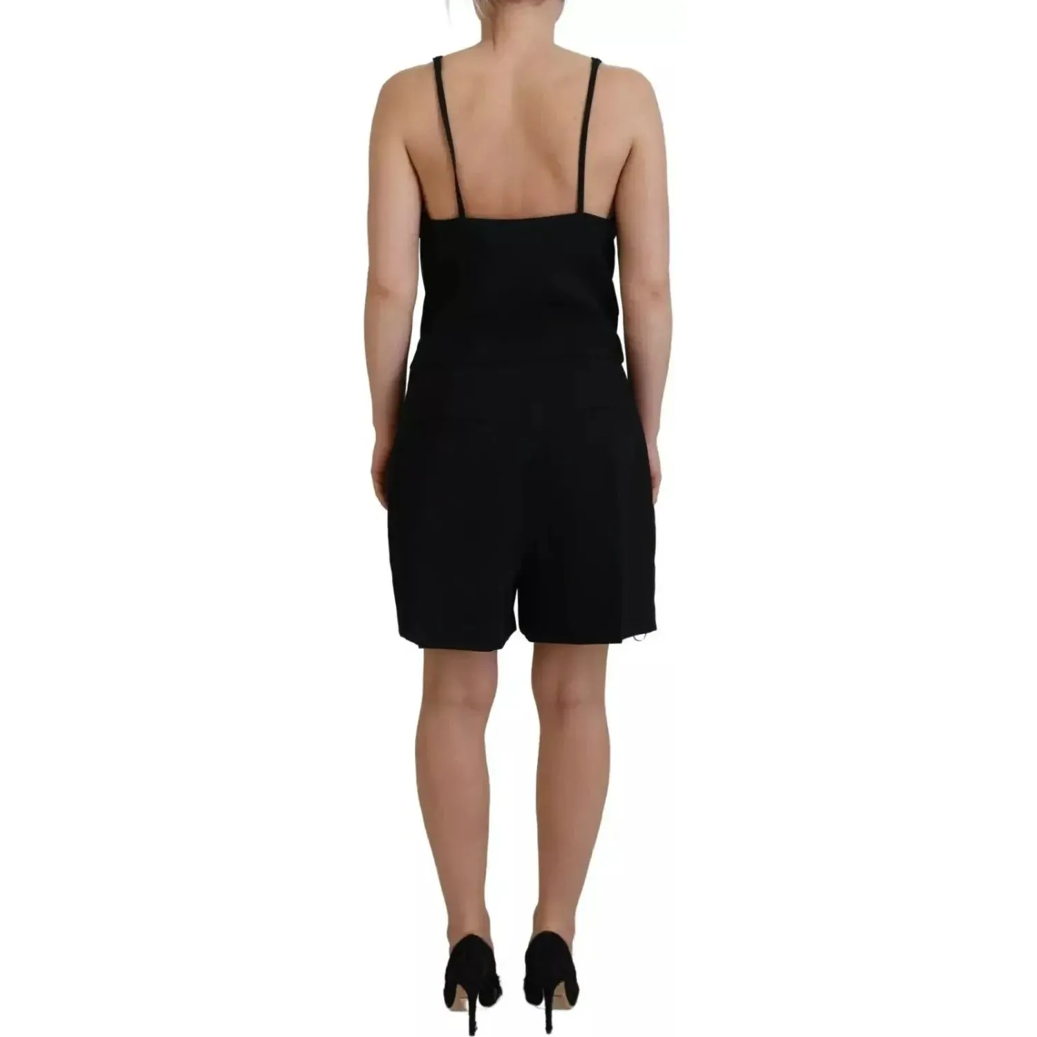 Dsquared² Black Embellished Sleeveless V-neck Jumpsuit Dress