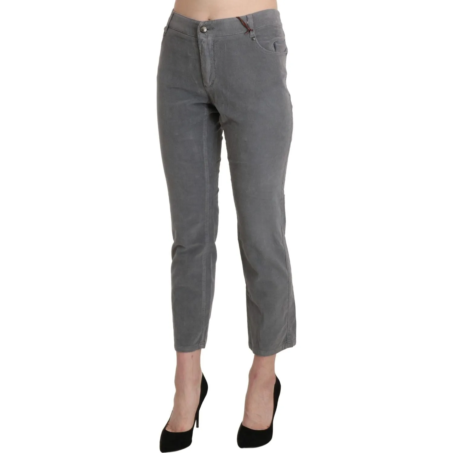 Ermanno Scervino Chic Gray Mid Waist Cropped Trousers