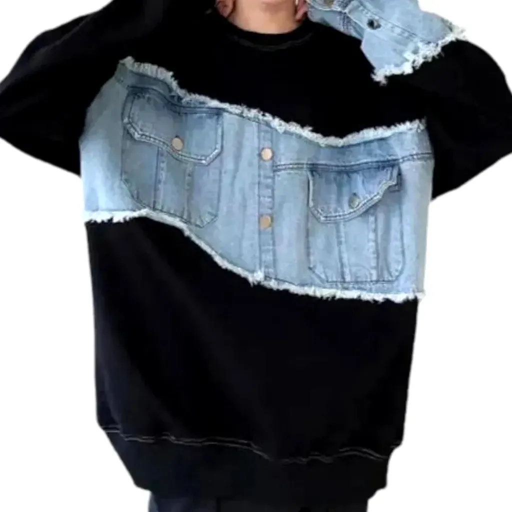 Fashion patchwork oversized men's denim jacket