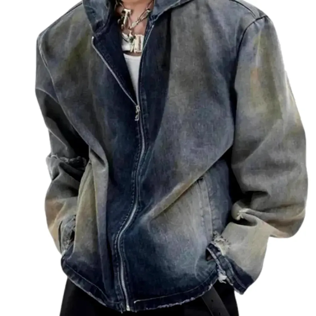 Fashionable grunge oversized men's denim jacket