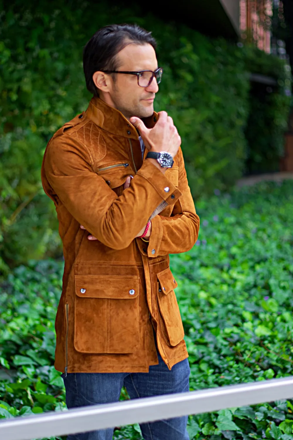 FIELD FR Leather Jacket Terra Brown  - Nubuck Suede - Mid-Length