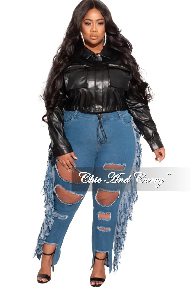 *Final Sale Plus Size Faux Leather Cropped Jacket