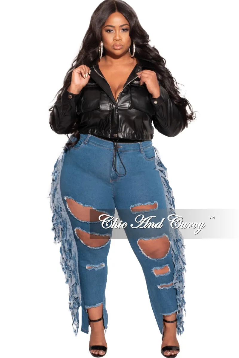 *Final Sale Plus Size Faux Leather Cropped Jacket