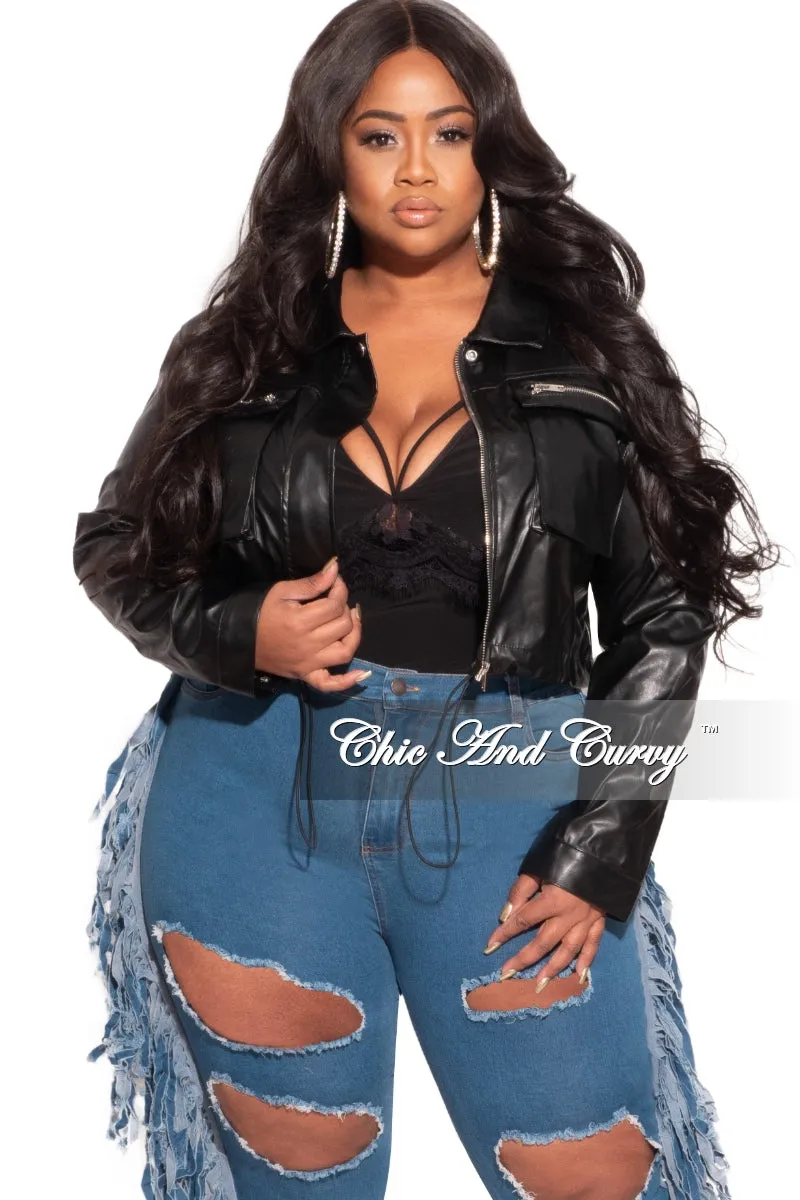 *Final Sale Plus Size Faux Leather Cropped Jacket