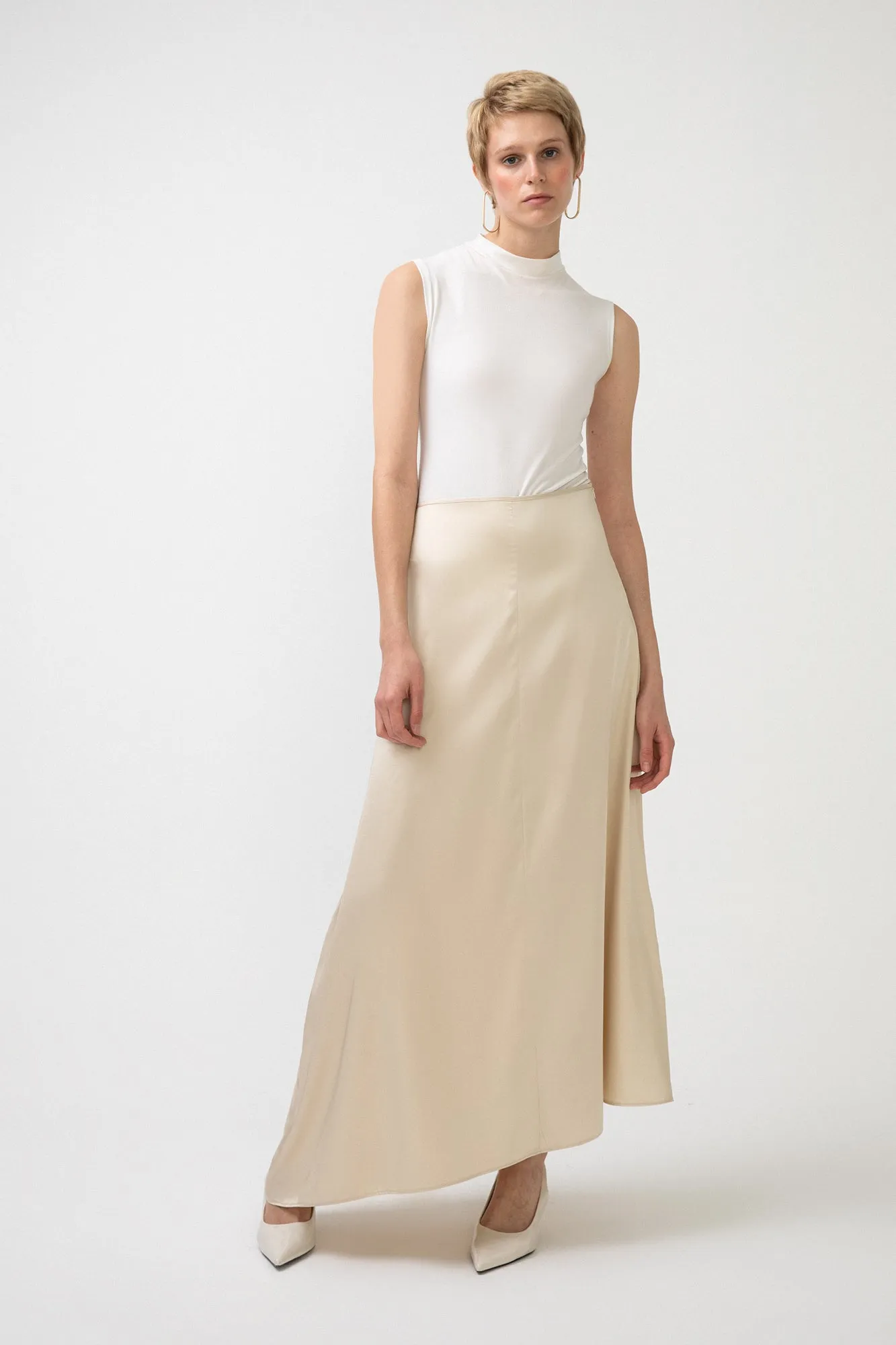 FLARED SATIN SKIRT