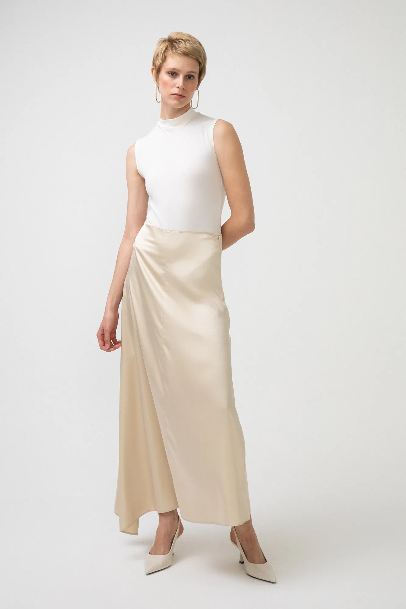 FLARED SATIN SKIRT