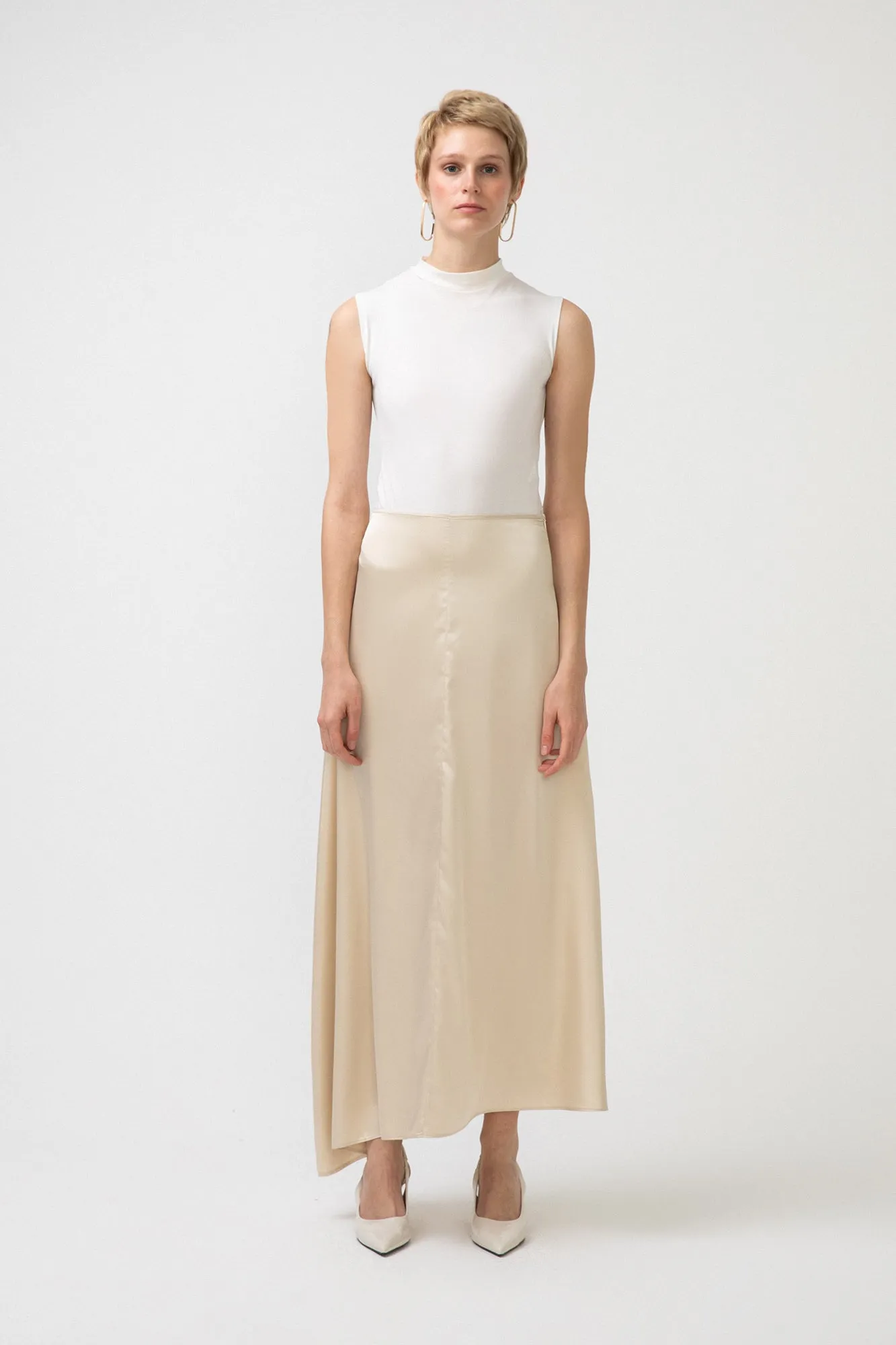 FLARED SATIN SKIRT