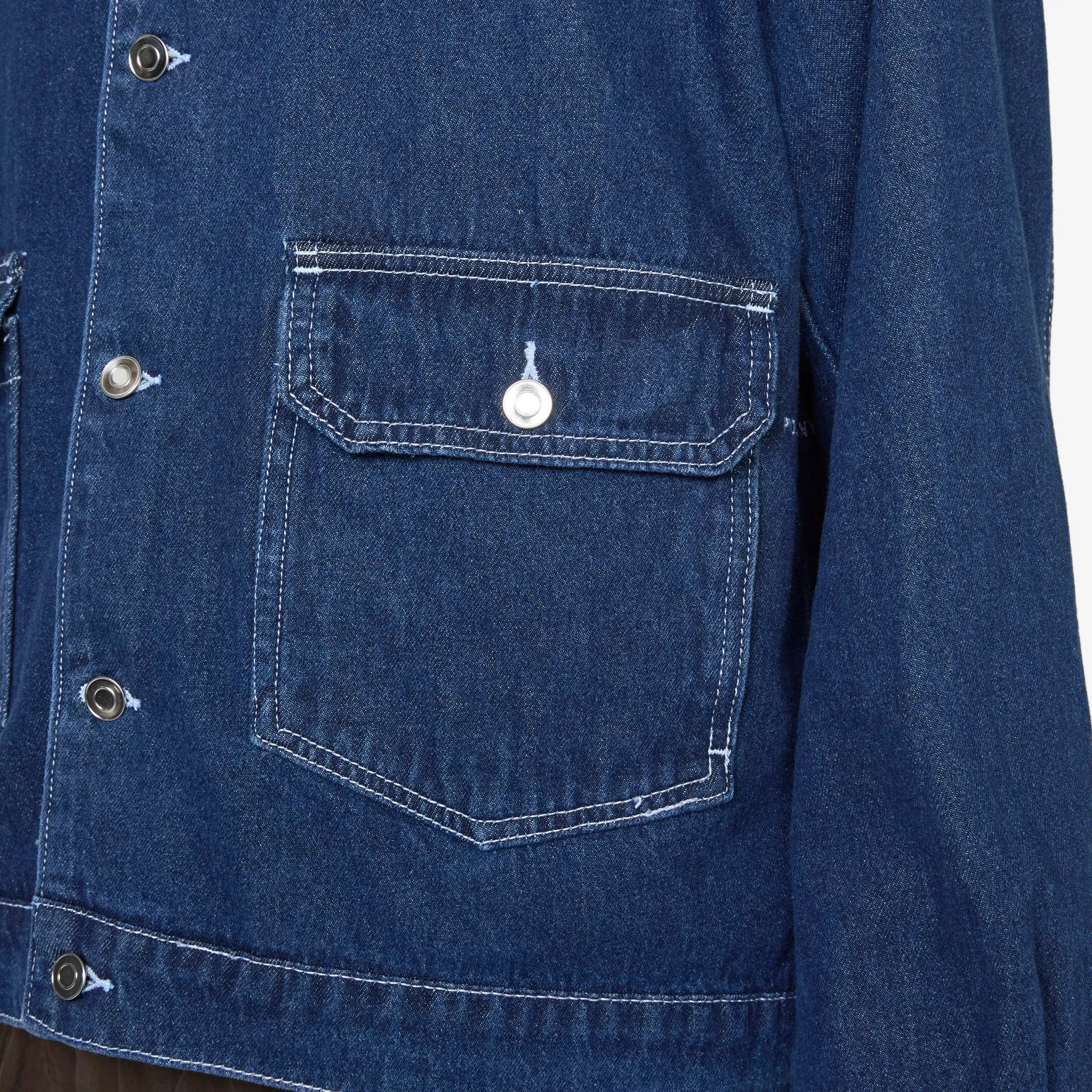 Full Button Denim Jacket Rinsed Denim