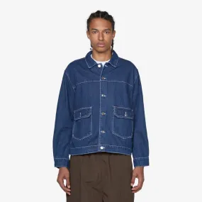 Full Button Denim Jacket Rinsed Denim