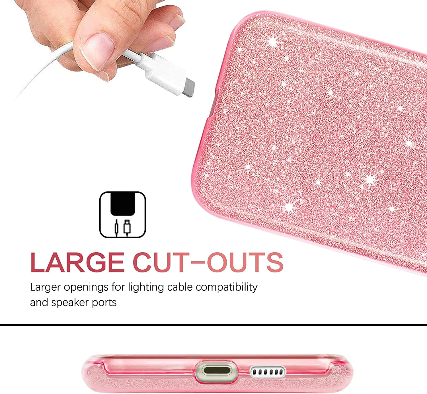 Galaxy S21 Plus Glitter Sparkle Pink Bling Case for Women Girls