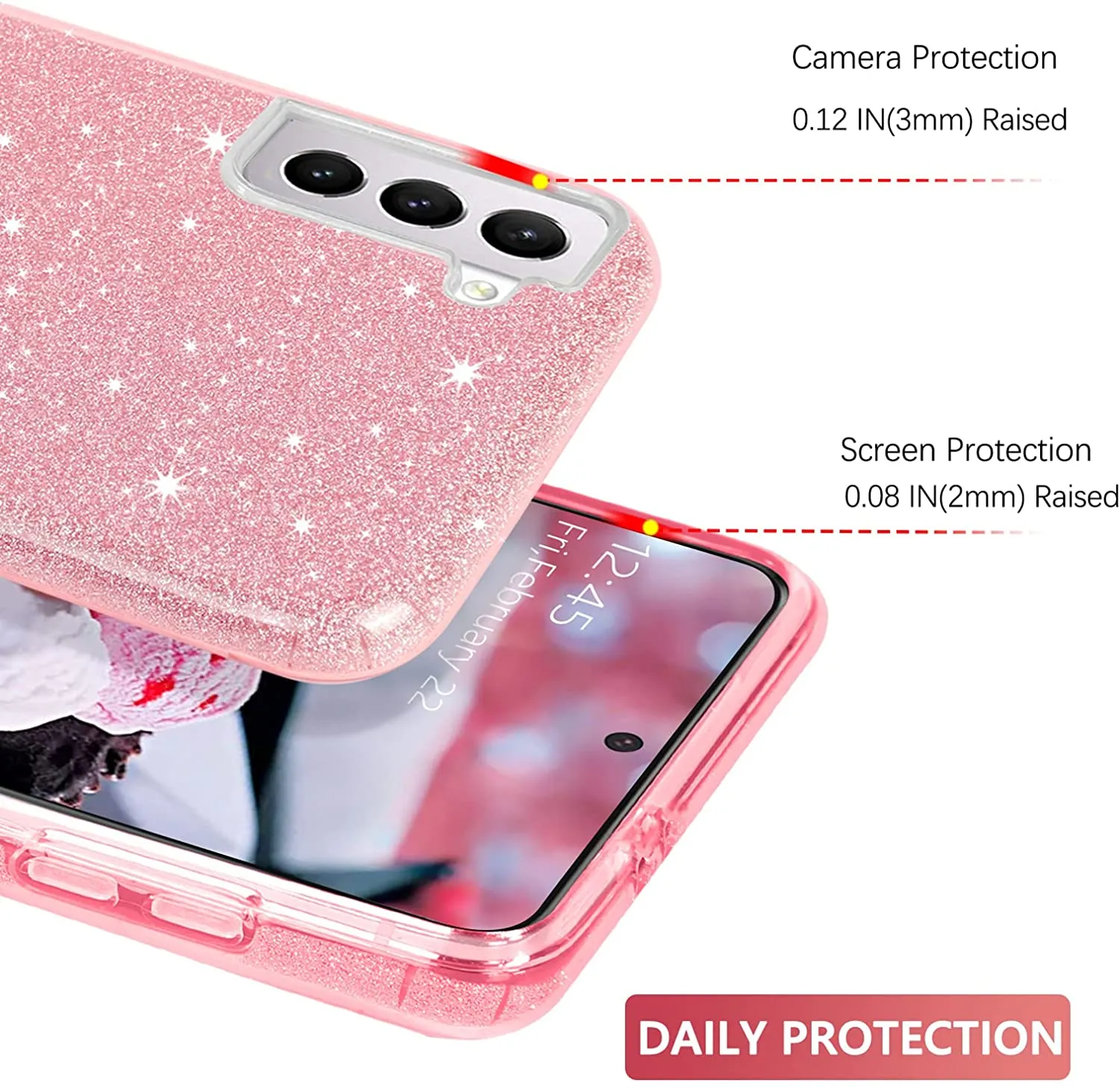 Galaxy S21 Plus Glitter Sparkle Pink Bling Case for Women Girls