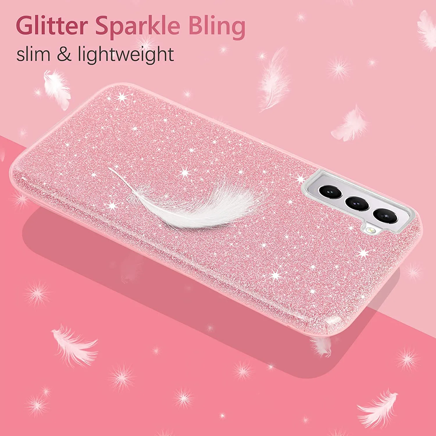 Galaxy S21 Plus Glitter Sparkle Pink Bling Case for Women Girls