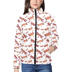 Gathering White Women's Stand Collar Padded Jacket