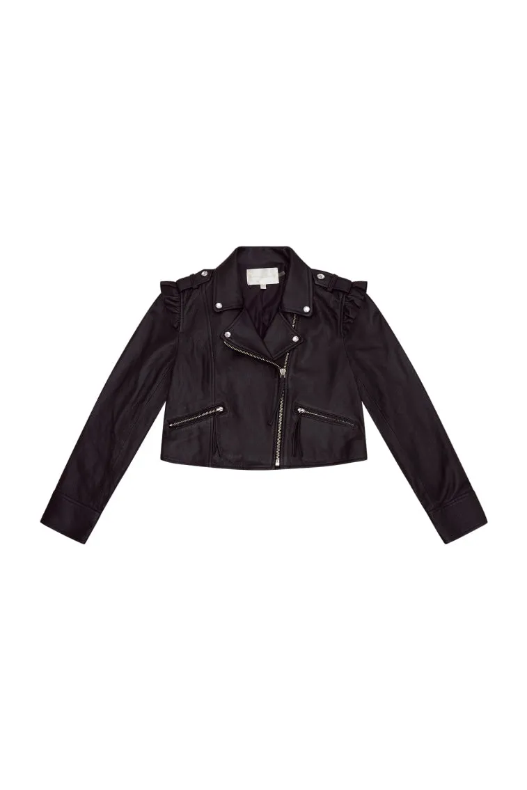 Girls Apolline Cropped Lamb Leather Jacket