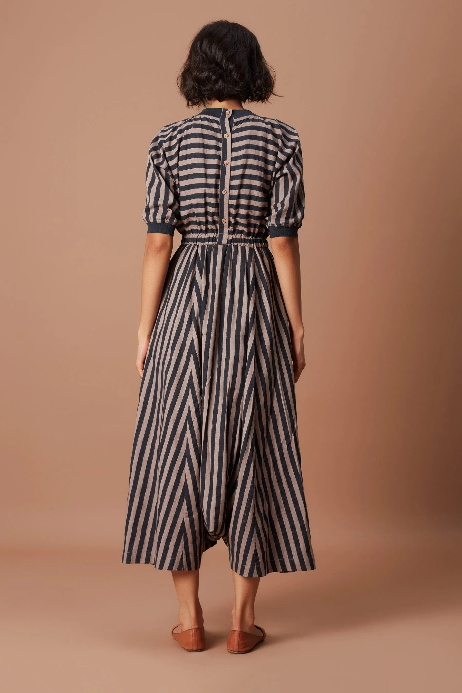 Grey and Charcoal Striped Mati Sphara Jumpsuit