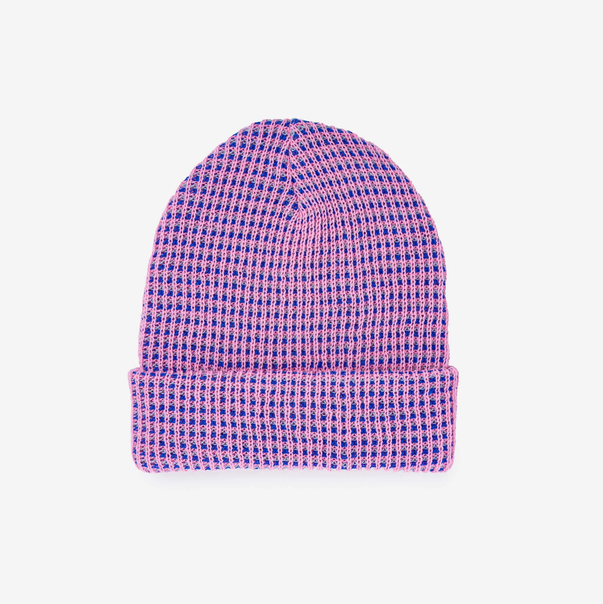 Grid Knit Beanie - Fuchsia