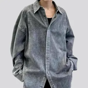 Grunge medium length men's denim shirt