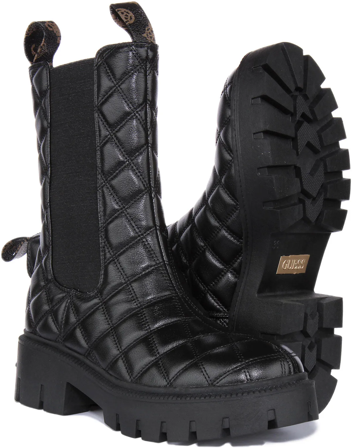 Guess Serlen Quilted Boot In Black For Women