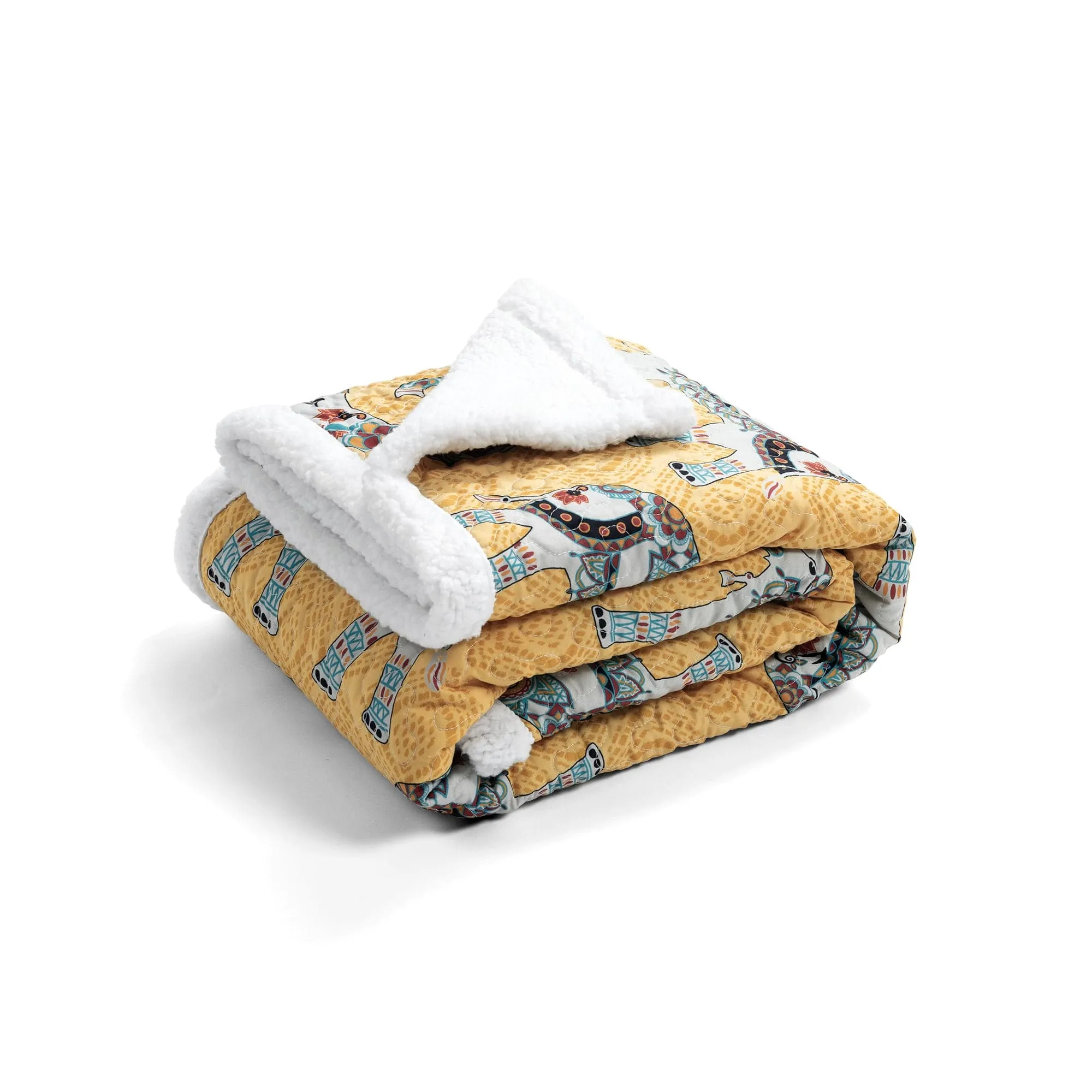 Hati Elephants Sherpa Throw Blanket