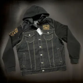 *HEADRUSH* (Black) ~13th The Chosen Few~ hooded Jean jacket (Full Embroidery)