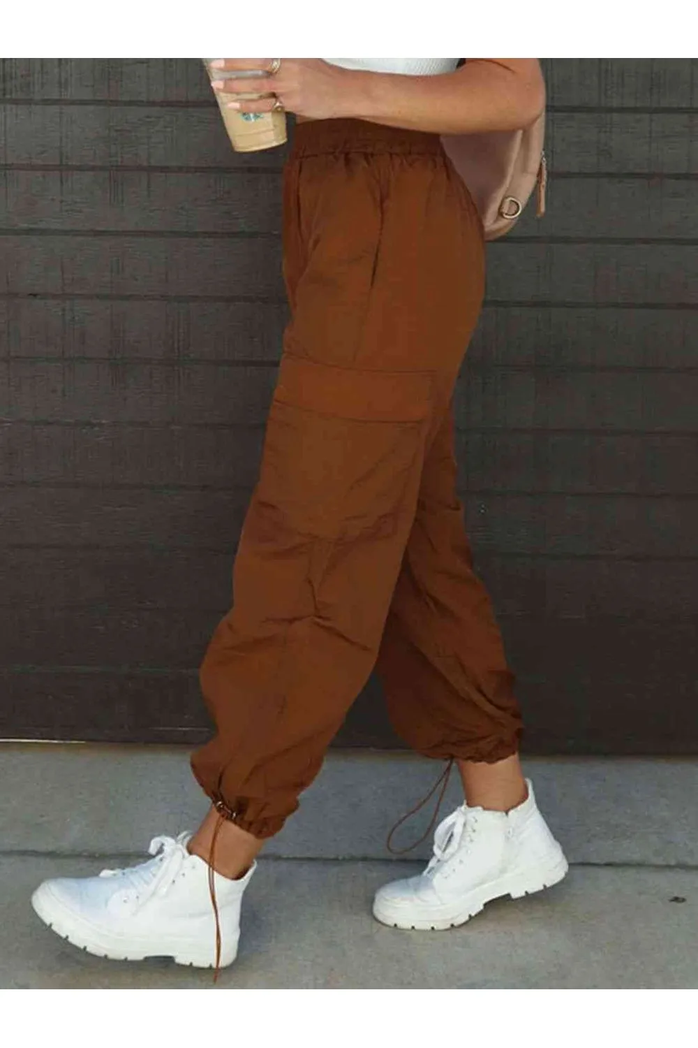 High Waist Drawstring Pants with Pockets