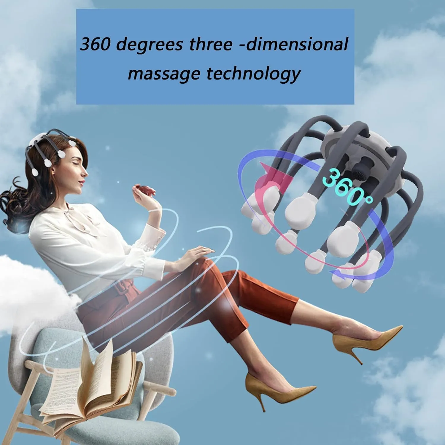 HIVAGI® Octopus Head Massager: Stress Relief and Relaxation - Electric Scalp Massager.