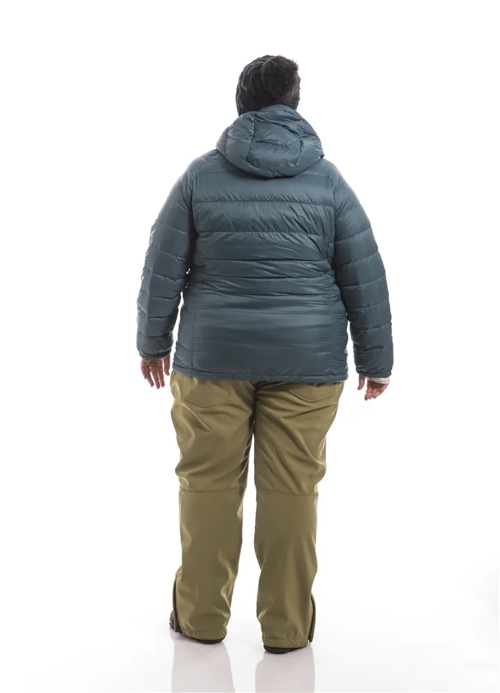 Hooded Powder Down Plus Size Jacket | Blue Lagoon