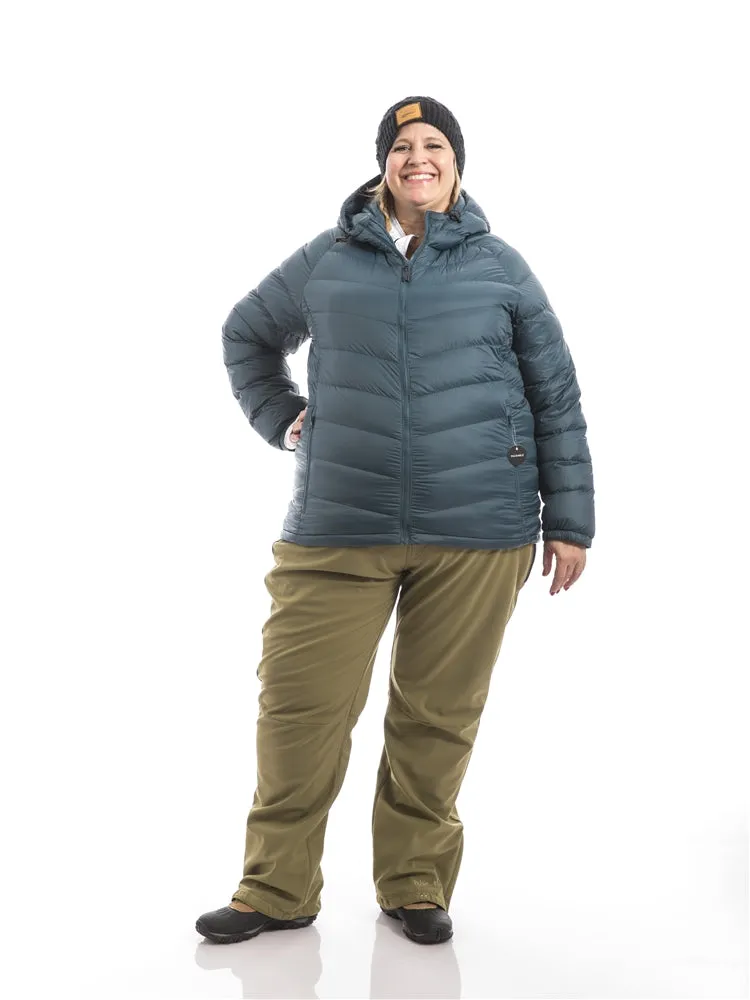 Hooded Powder Down Plus Size Jacket | Blue Lagoon