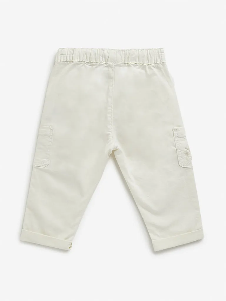 HOP Baby Off-White Cargo Style Mid Rise Pants