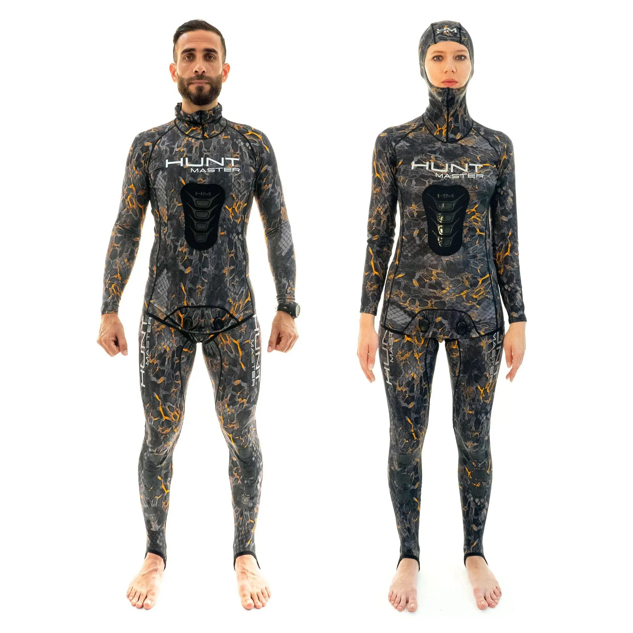 Hunt Master Hooded Spearfishing Rashguard Top & Long John Pants with Chest Pad Combo - Camo - Unisex