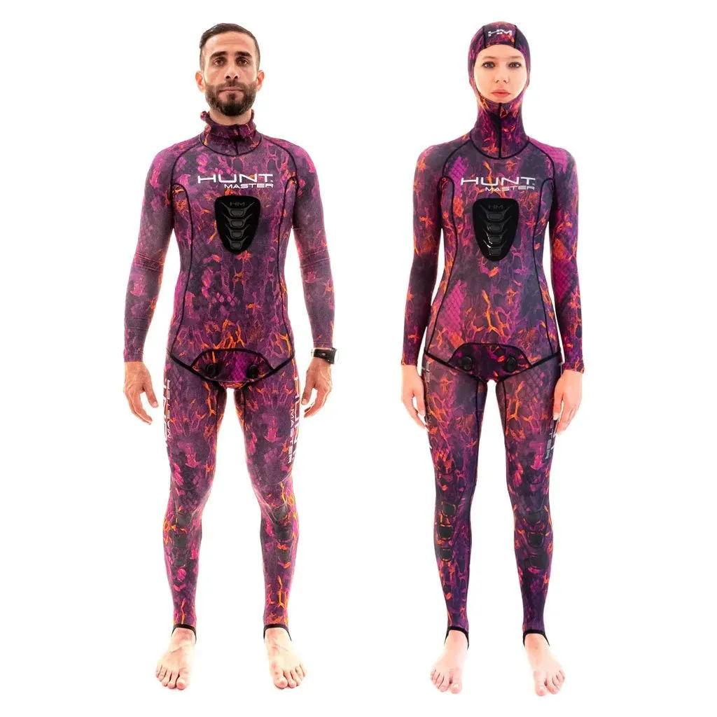 Hunt Master Hooded Spearfishing Rashguard Top & Long John Pants with Chest Pad Combo - Camo - Unisex