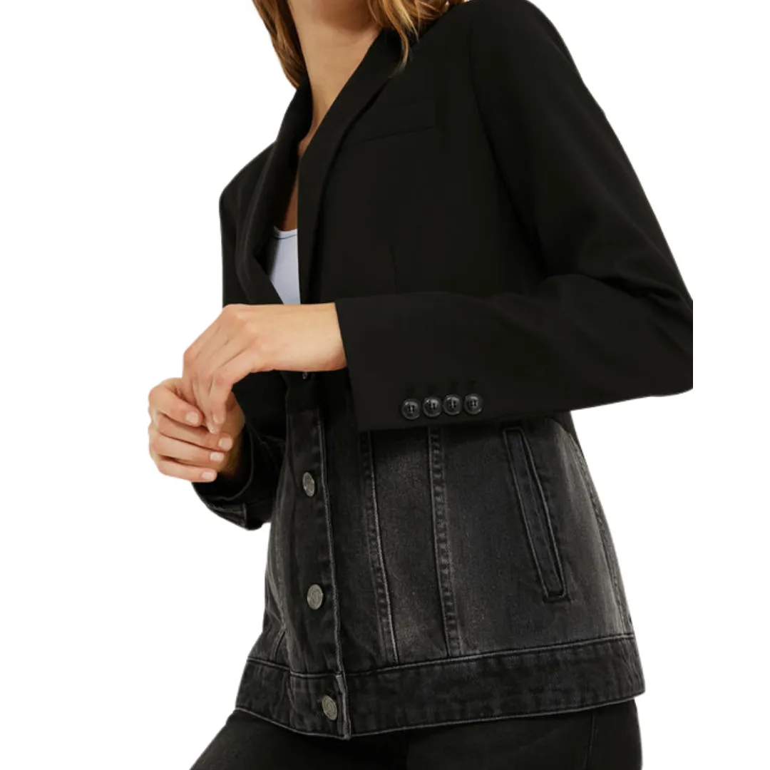 Hybrid Denim Blazer Jacket - Black