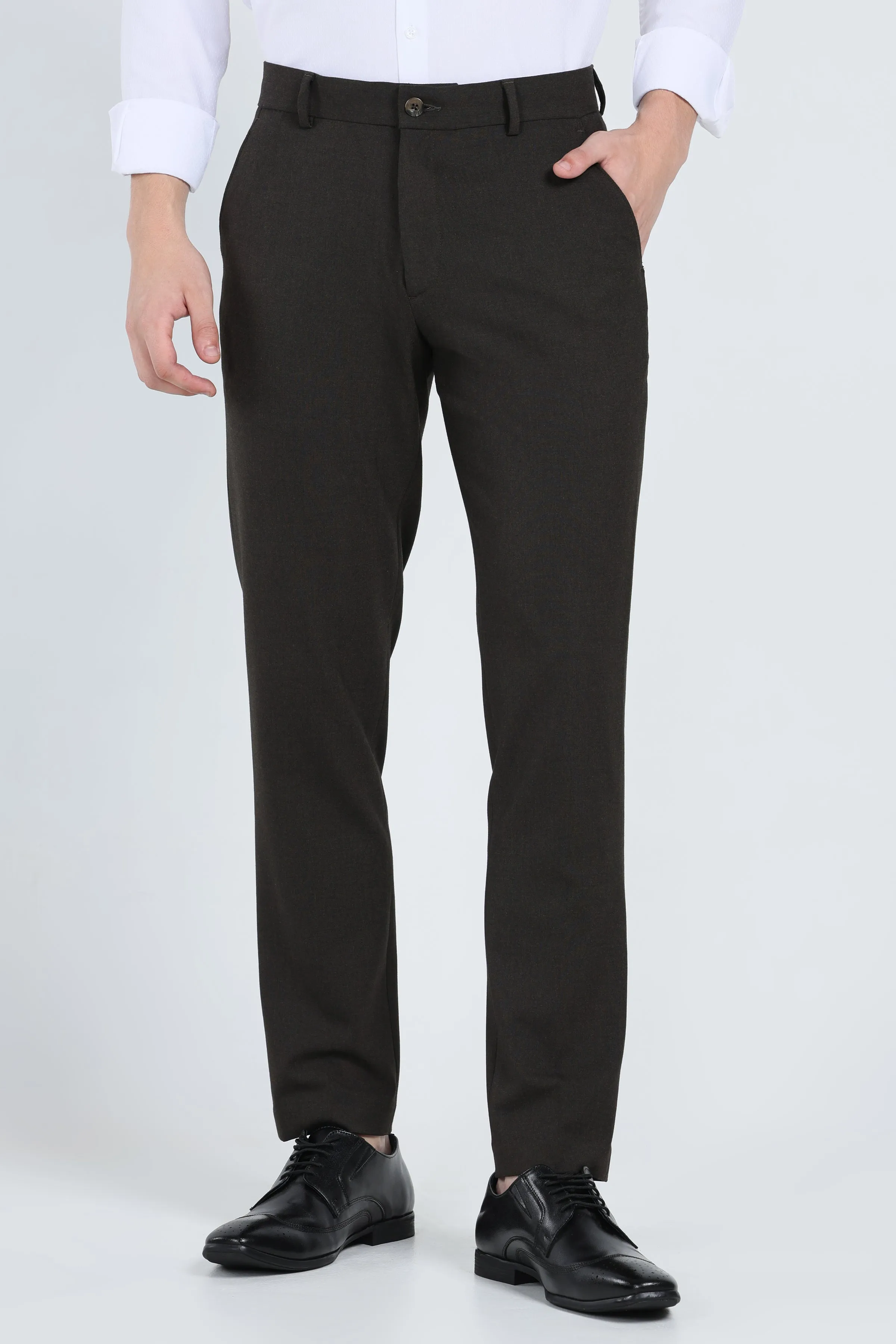 Ivyn Elegant Charcoal Brown Formal Trousers