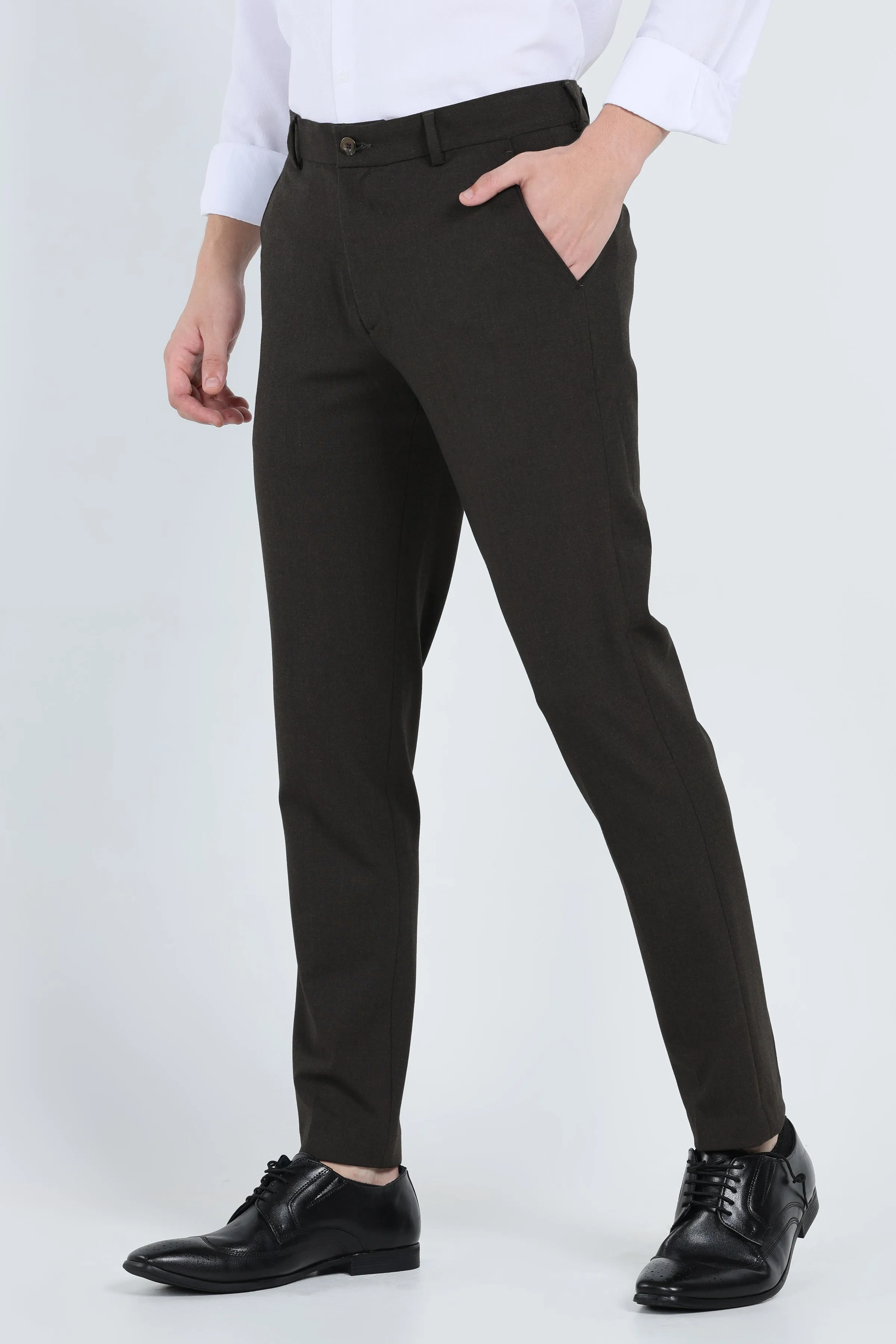 Ivyn Elegant Charcoal Brown Formal Trousers